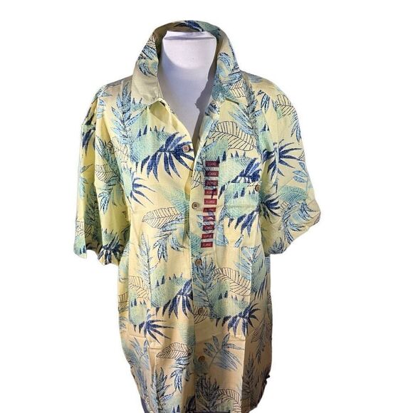 Joe Marlin Cotton Blend Comfort Fit XL. Yellow Hawaiian Print. NWT - Picture 2 of 15